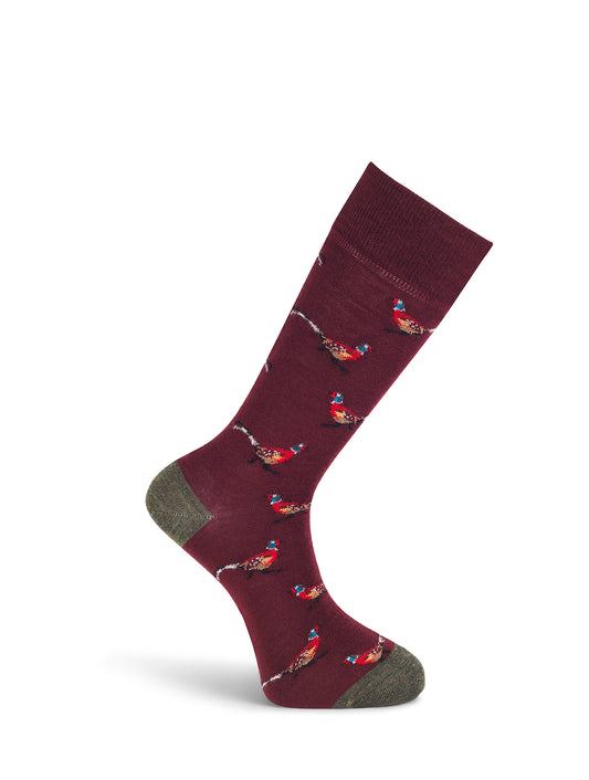 Burgundy Pheasant Wool Socks