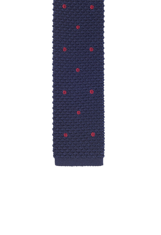 Navy/Claret Silk Spot Knitted Tie
