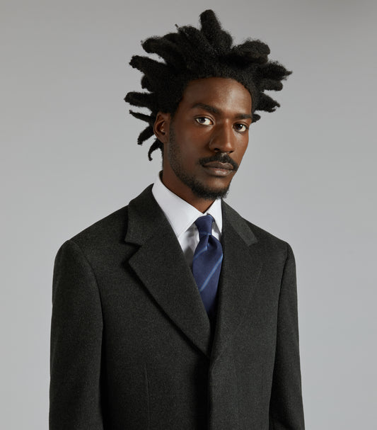 Charcoal Cashmere Single Breasted Overcoat