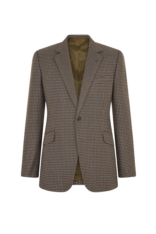 Sea Green/Amber Cashmere Houndstooth Single Breasted Jacket
