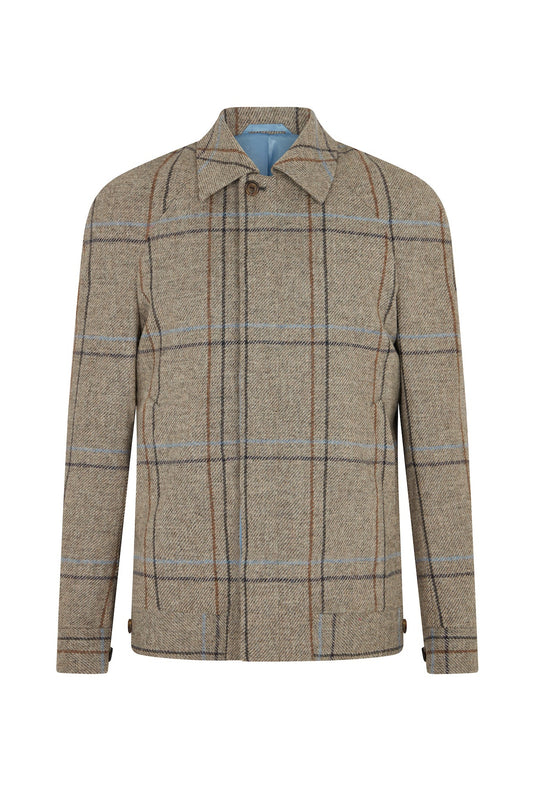 Brown Check Tweed Harrington Jacket