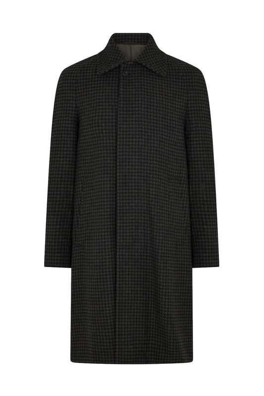 Olive/Midnight Houndstooth Raglan Sleeve Overcoat
