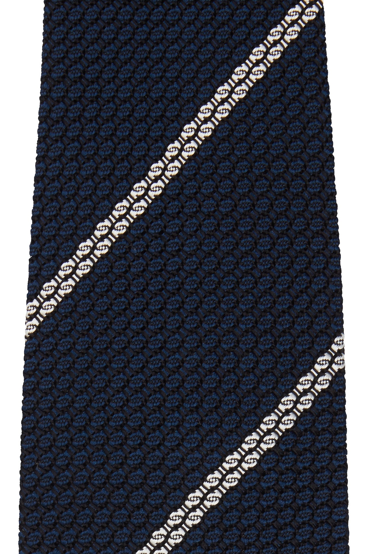 Navy/White Kimono Silk Grenadine Stripe Tie