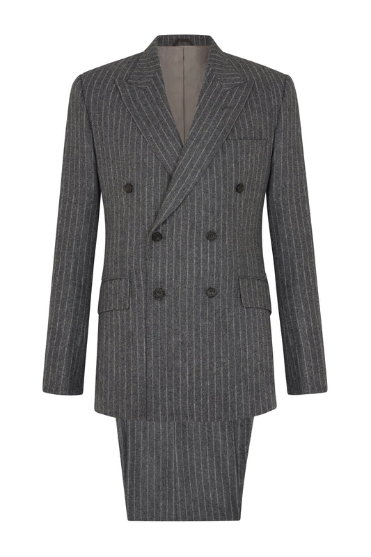 Grey Chalk Stripe Double Breasted Suit