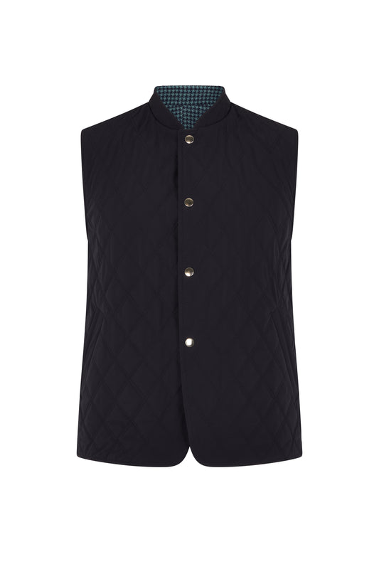 Navy Quilted Cashmere Lined Gilet
