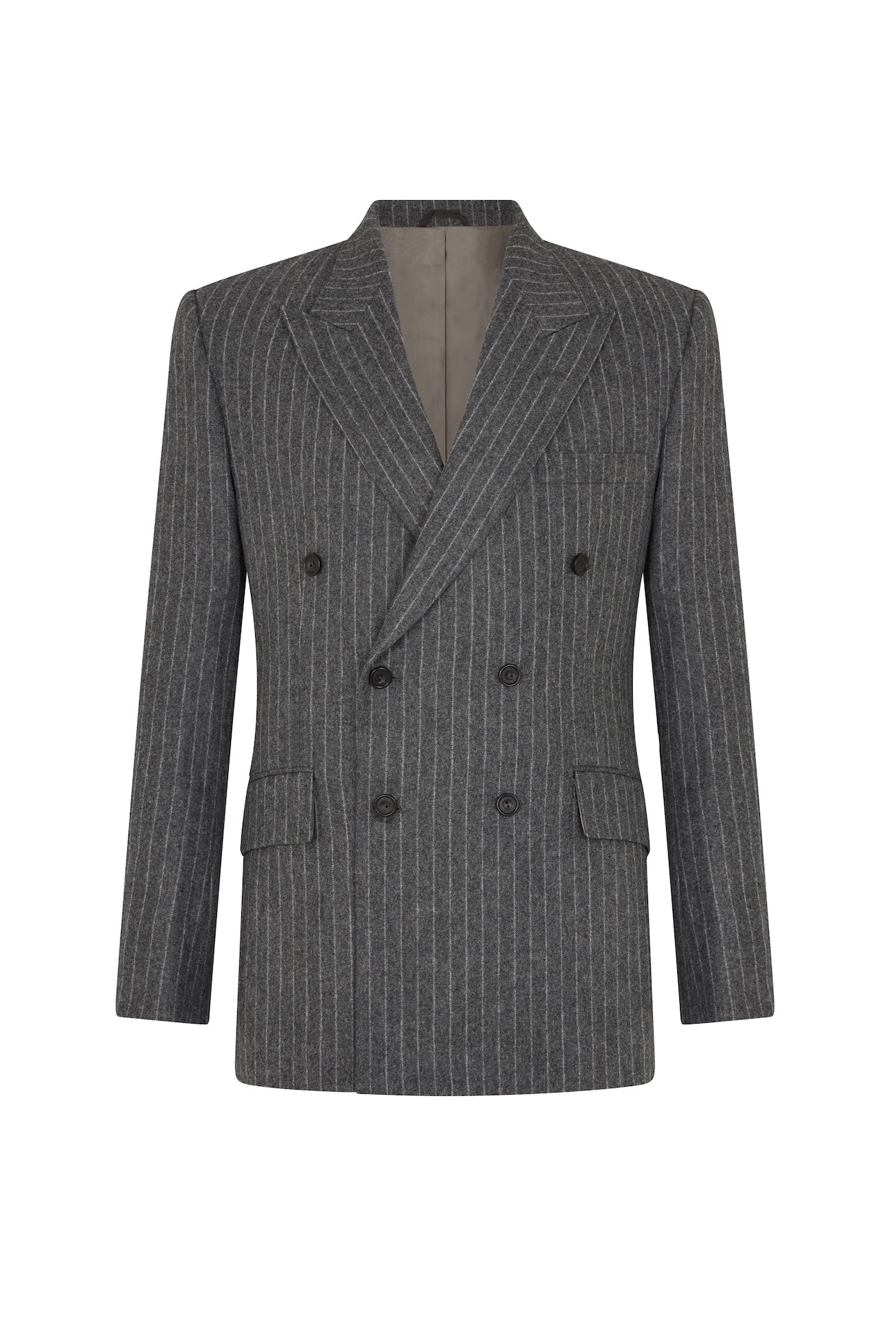 Grey Chalk Stripe Double Breasted Suit