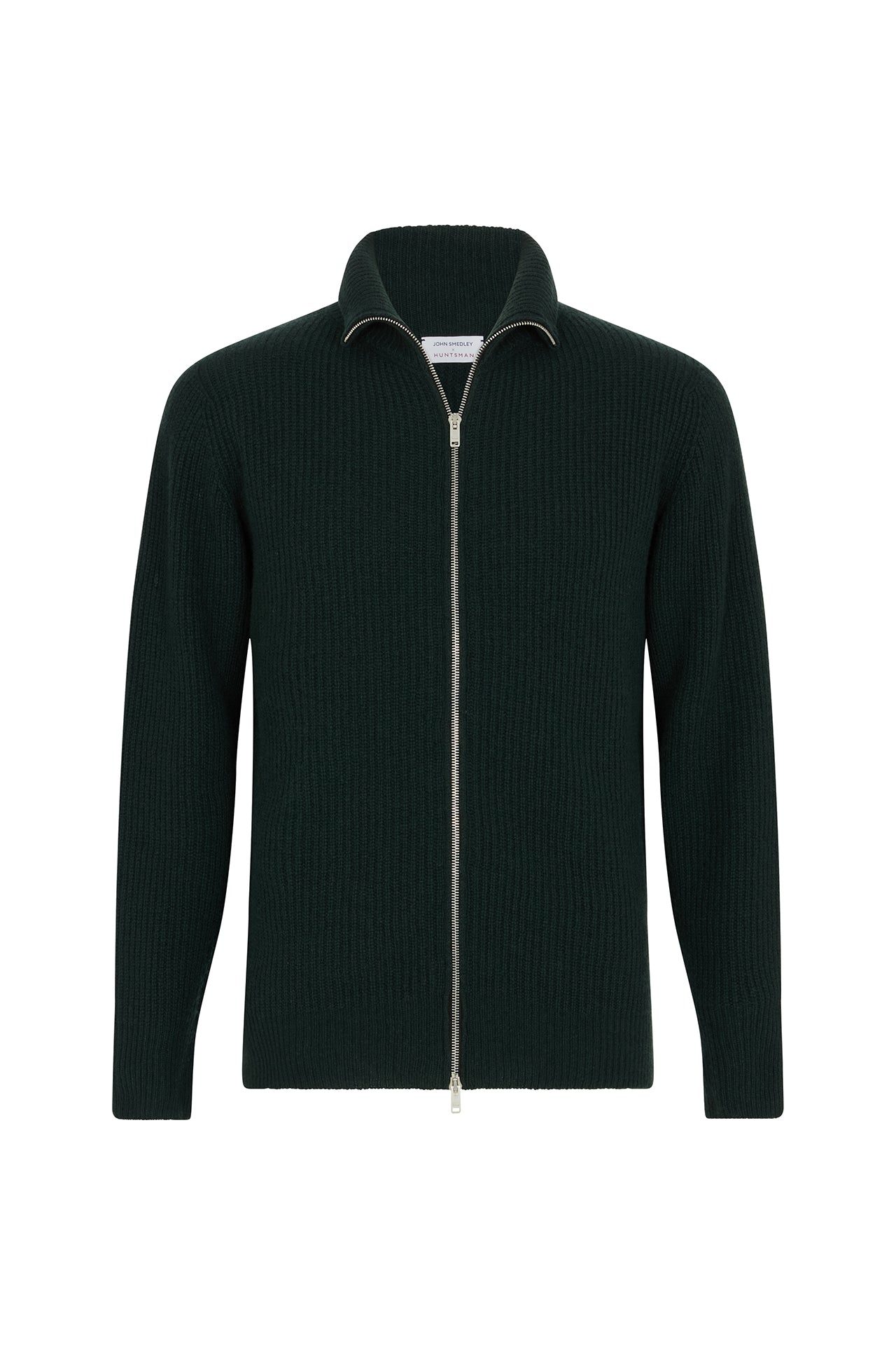 Huntsman x Smedley Green Merino/Cashmere Double Zip Jumper
