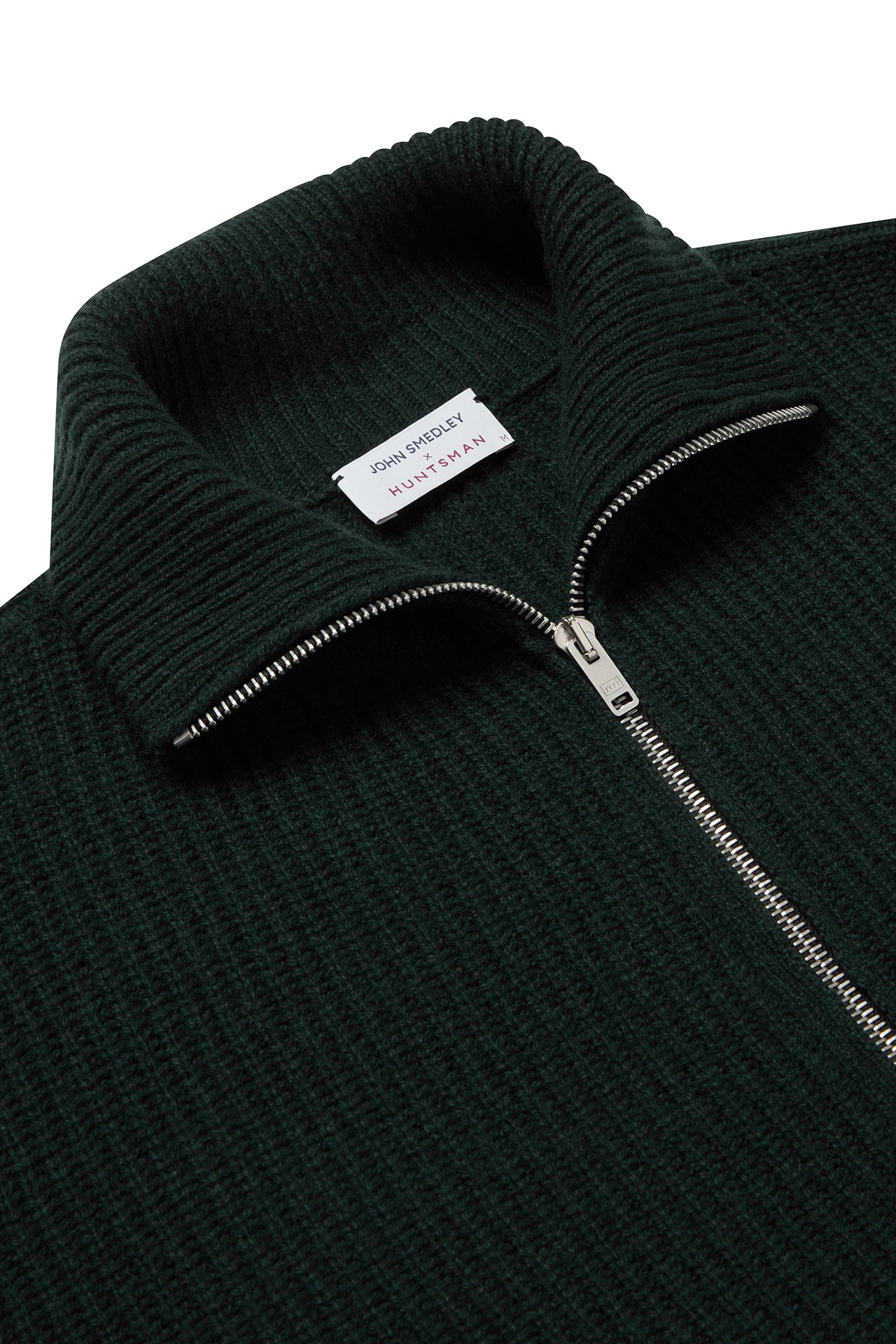 Huntsman x Smedley Green Merino/Cashmere Double Zip Jumper