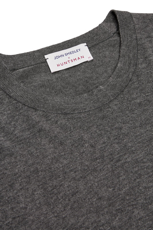 Charcoal Sea Island Cotton Crew Neck T-Shirt