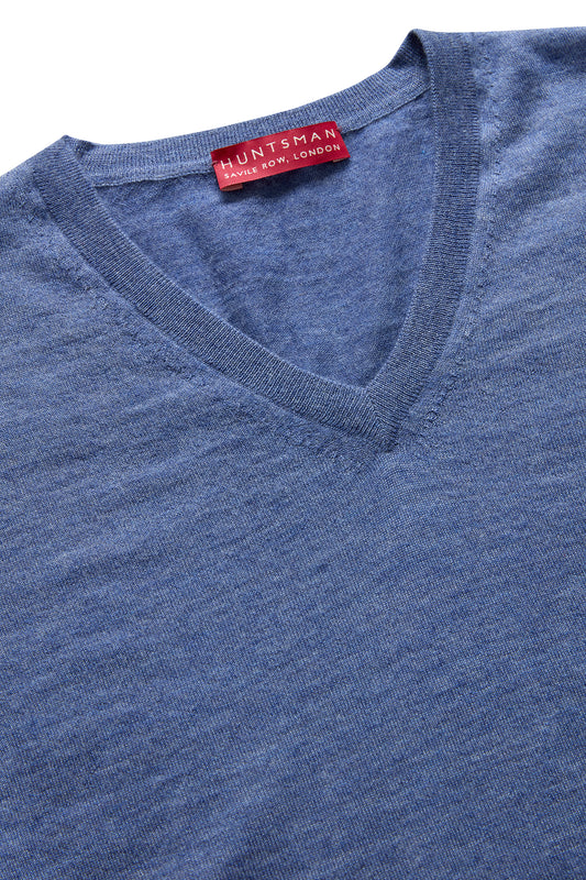Blue Super 180s Cashmere V Neck Knitwear