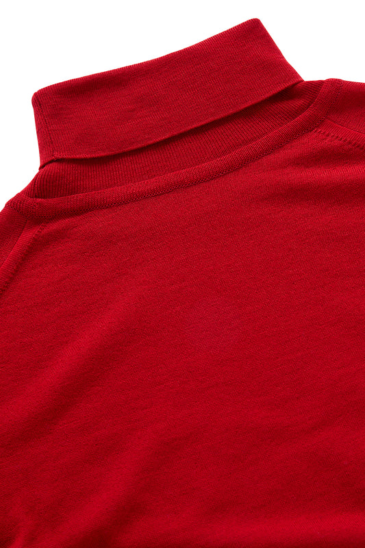Crimson Merino Wool Rollneck Knitwear