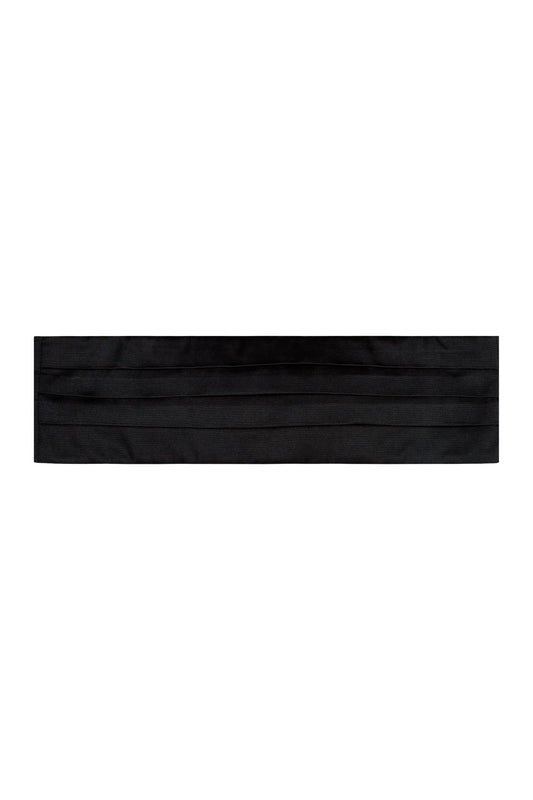 Black Silk Ribbed Cummerbund