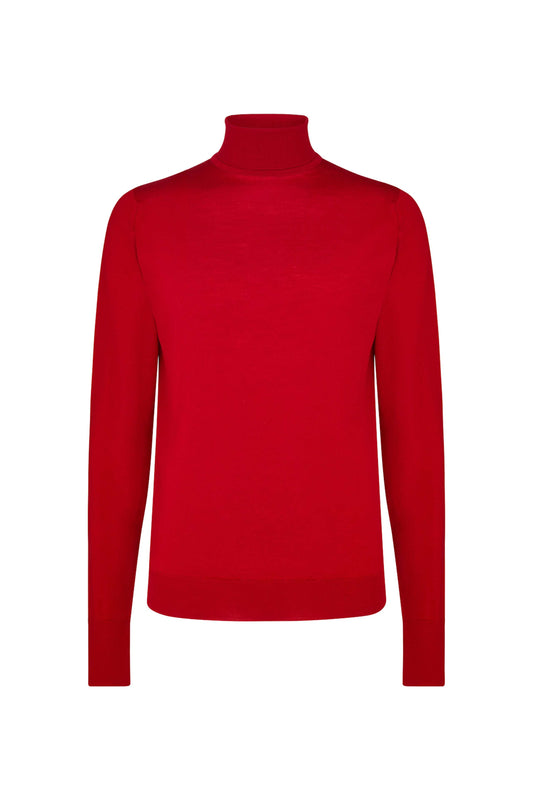 Crimson Merino Wool Rollneck Knitwear