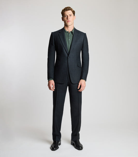 Midnight Blue/Green Wool Glen Check Single Breasted Suit