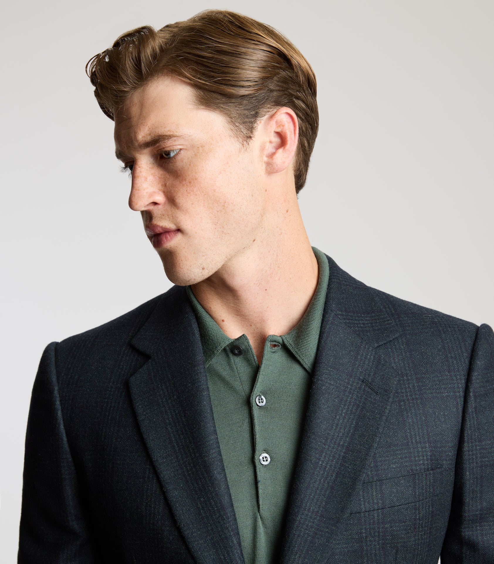 Midnight Blue/Green Wool Glen Check Single Breasted Suit