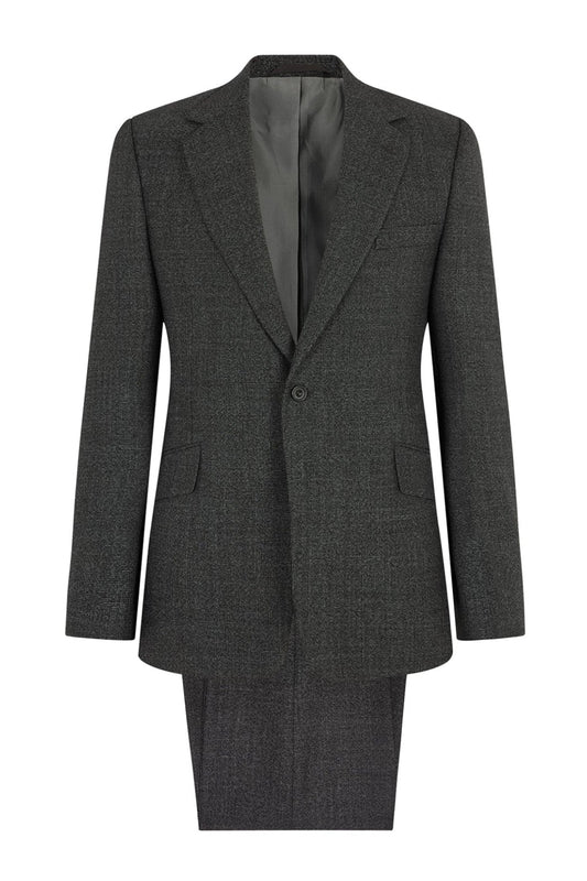 Grey/White Semi Plain Hopsack Weave Single Breasted Suit