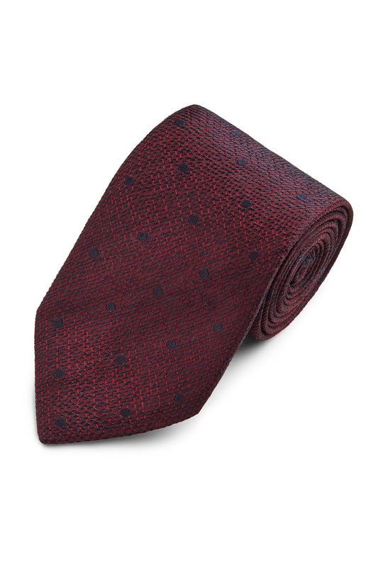 Navy Spot Tussah Silk Tie