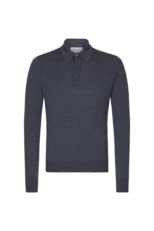 Charcoal Merino Wool Polo Neck Knitwear