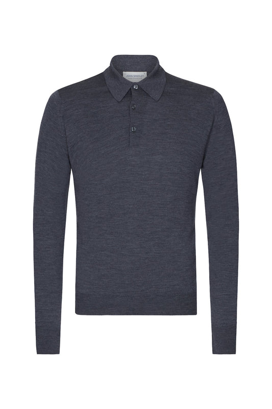 Charcoal Merino Wool Polo Neck Knitwear