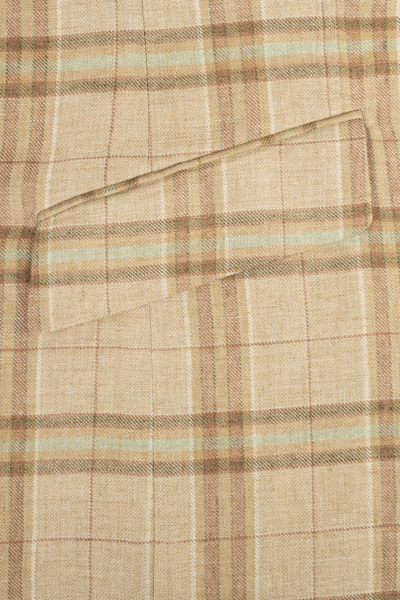 Brown/Green Wool Silk & Linen Single Breasted Check Jacket