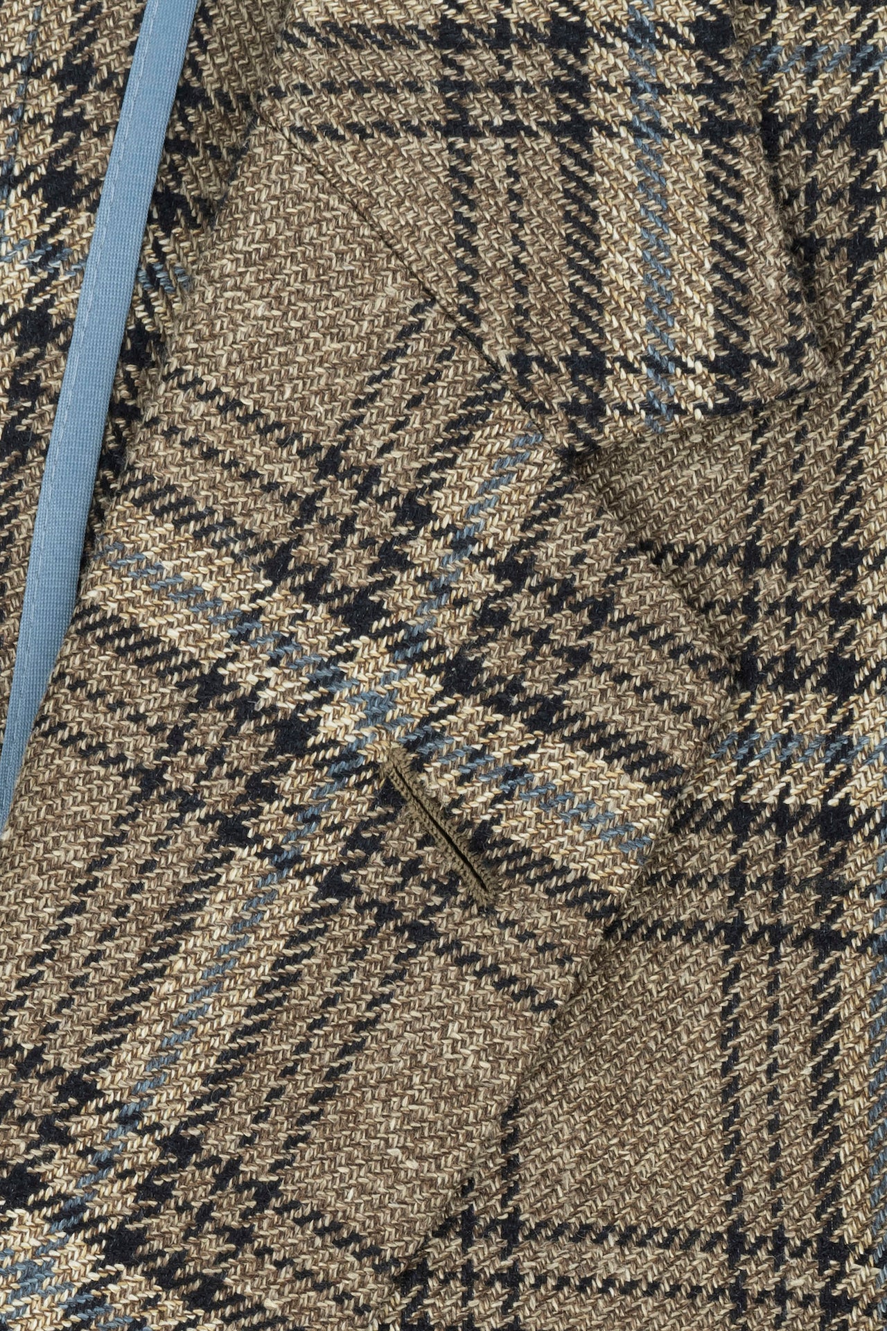 Brown/Blue Wool Silk & Linen Glen Check Single Breasted Jacket