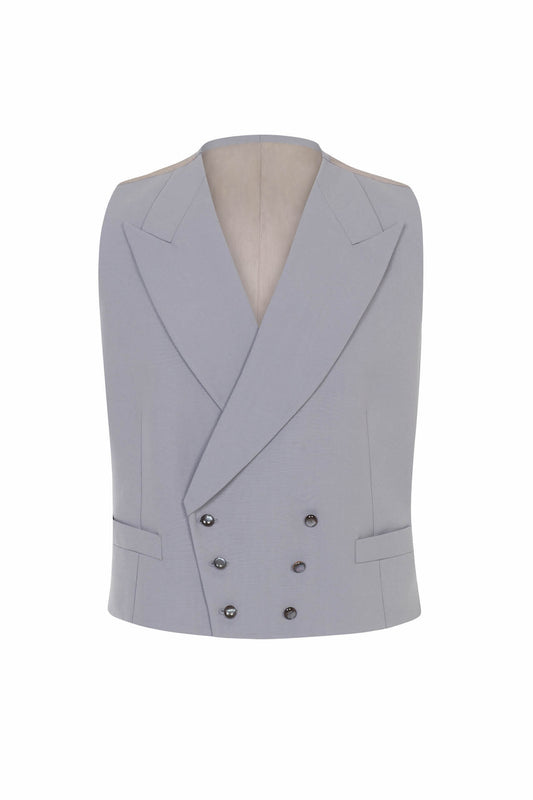 Grey Wool Double Breasted Morning Vest