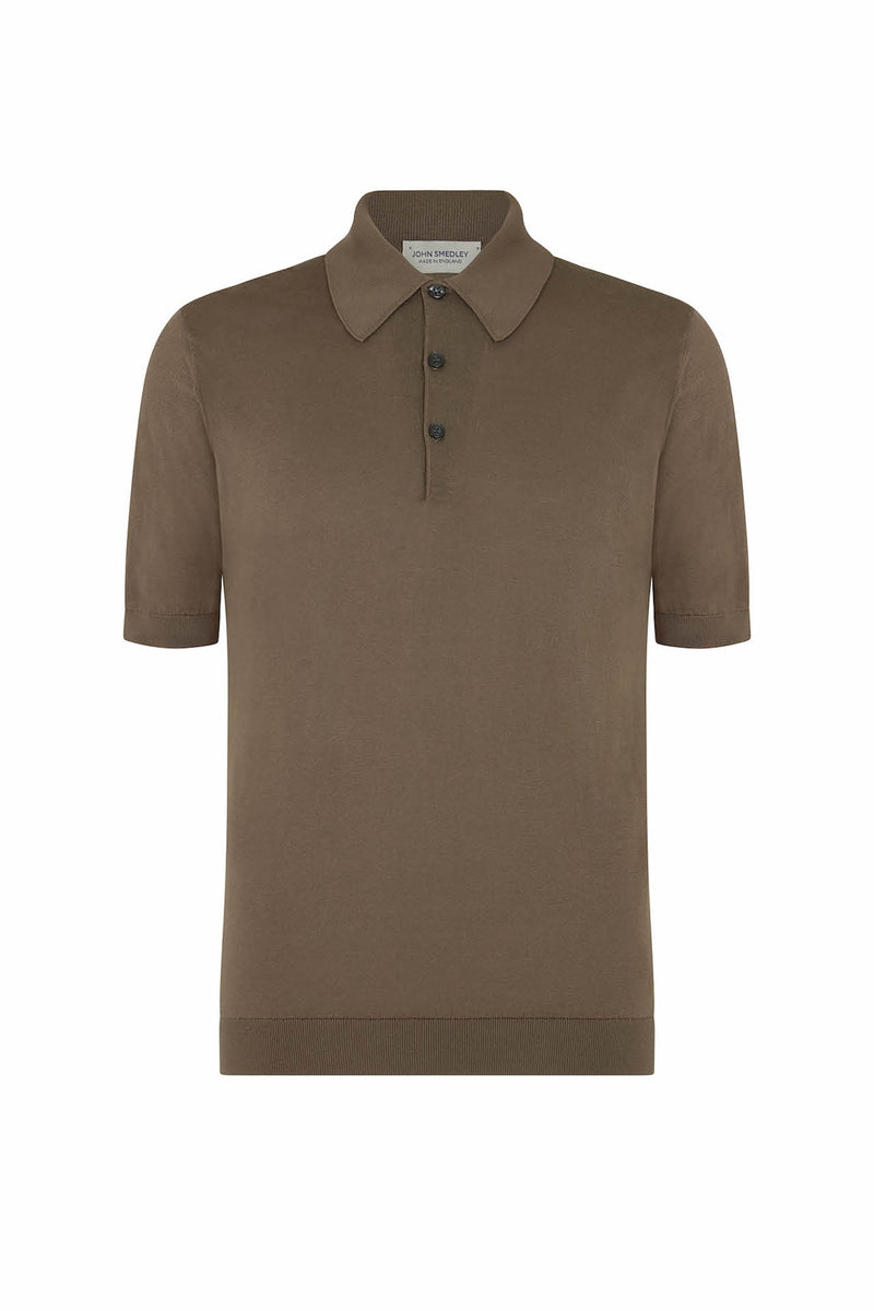 Beige Musk Merino/Cotton Short Sleeve Polo Neck Knitwear