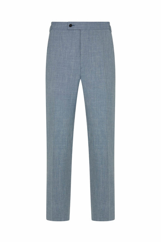 Light Blue Wool, Silk & Linen Trousers
