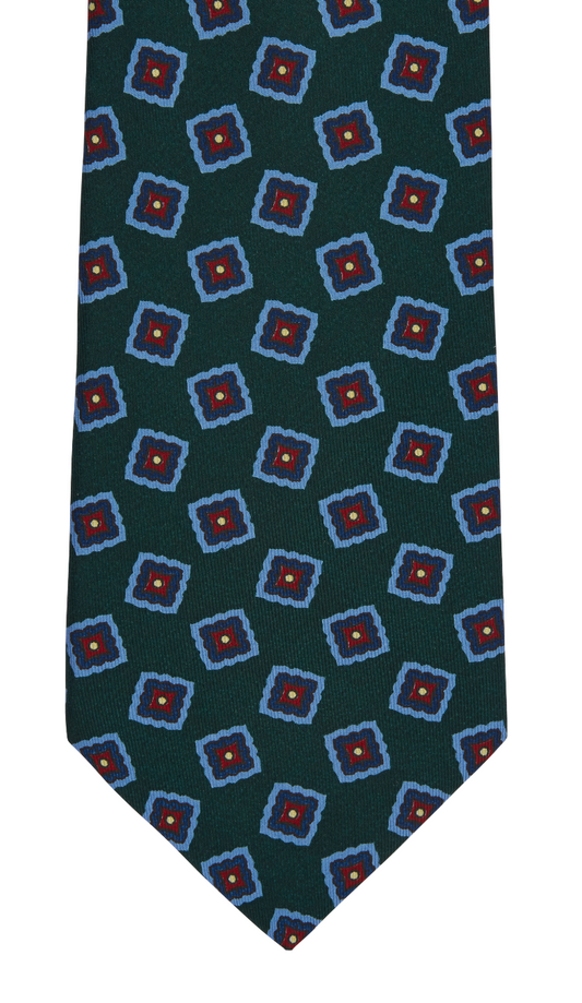 Navy and Teal Madder Silk Tie