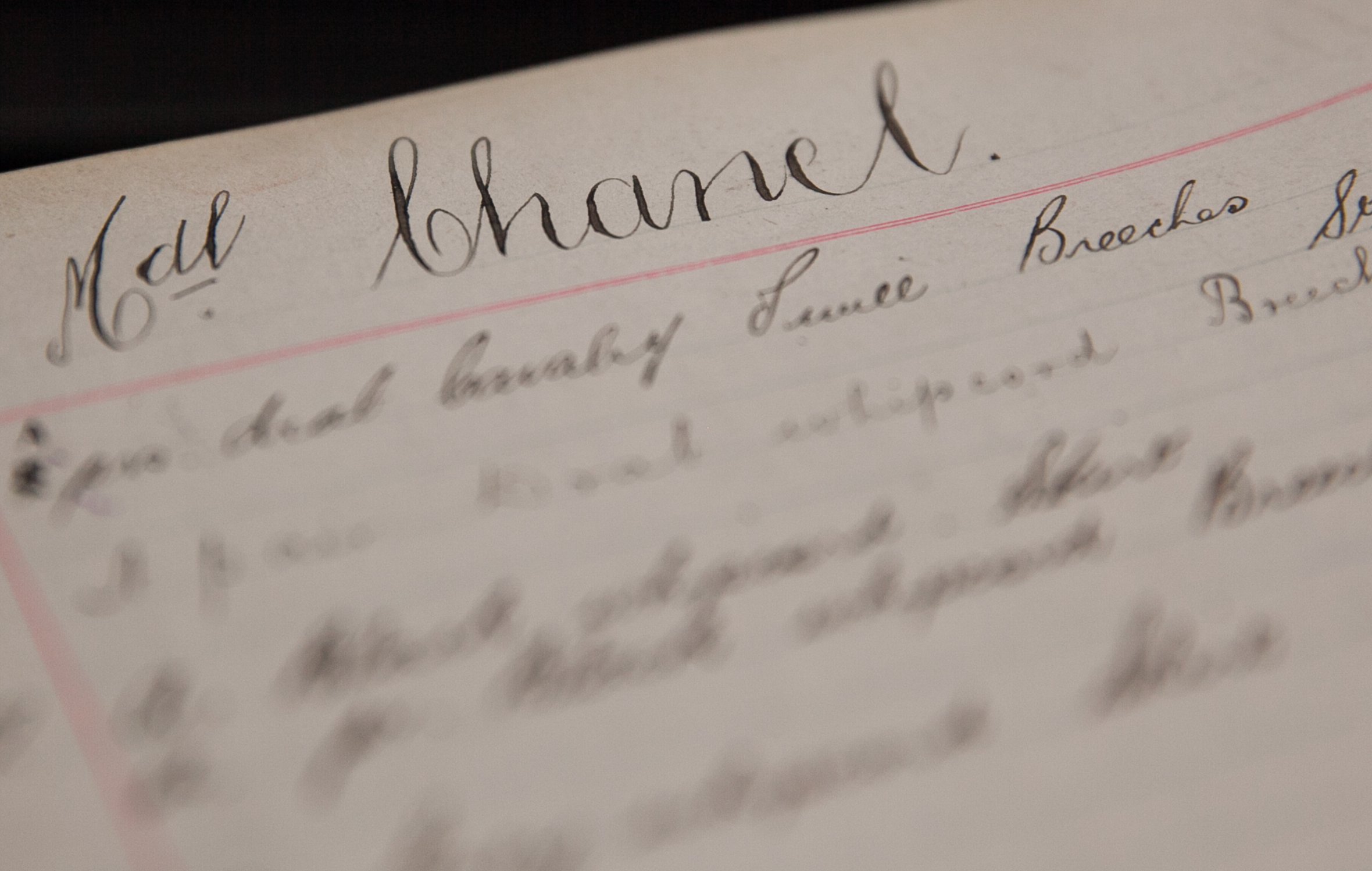 Coco Chanel's ledger entry at Huntsman (1925)