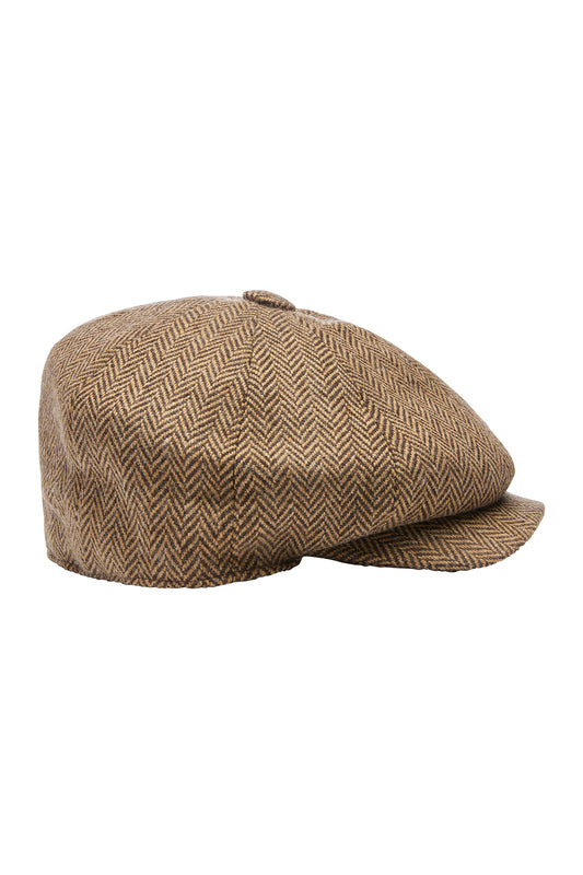 Brown Lambswool Herringbone Towton Cap