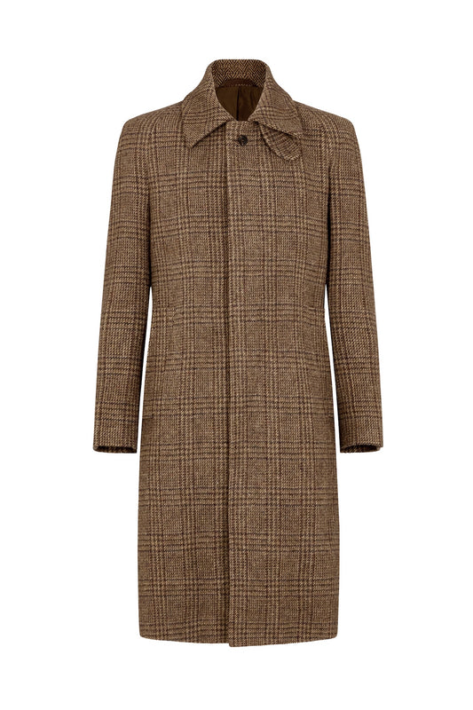 Brown Tweed Balmacaan Overcoat