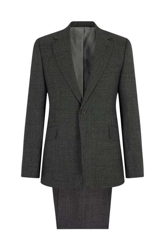Grey/White Semi Plain Hopsack Weave Single Breasted Suit