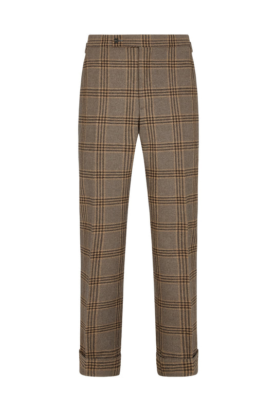 Grey/Brown Wool Overcheck Trousers