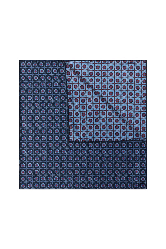 Navy Madder Double Sided Pocket Square