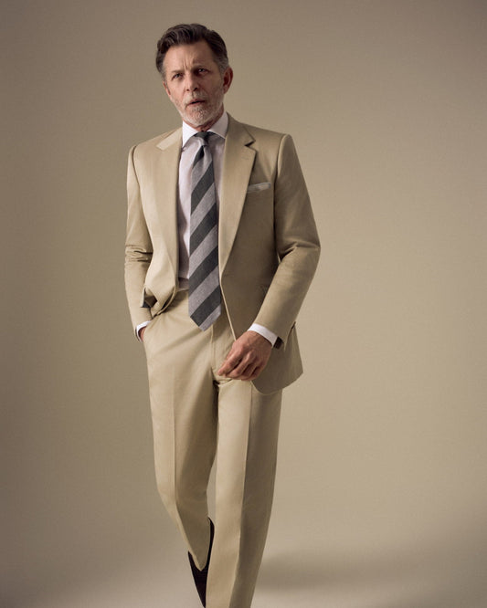 Sand Cotton Single Breasted Suit
