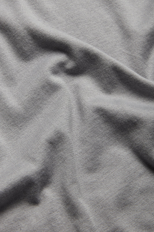 Huntsman x Smedley Silver Merino/Cotton Polo Neck