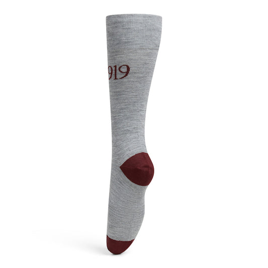 Grey/Claret Wool Socks