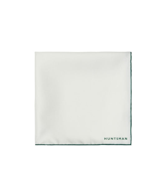 White/Green Silk Pocket Square