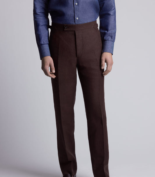 Chocolate Brown Linen Trousers