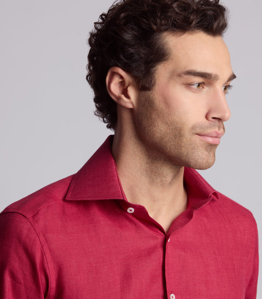 Red Chambray Linen Shirt