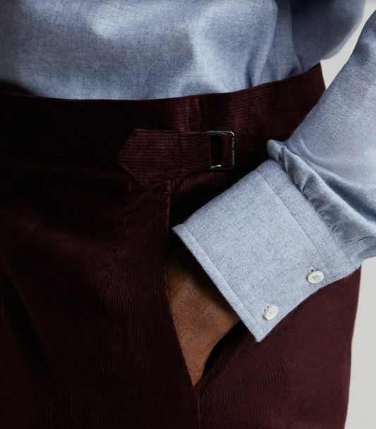 Aubergine Cotton/Wool Cord Trousers
