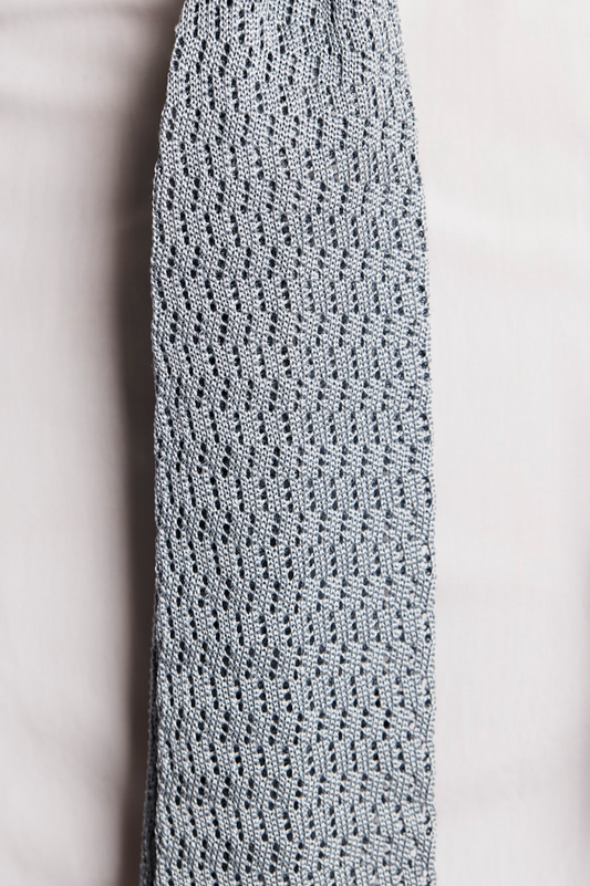 Light Blue Silk Pointed Knit Tie