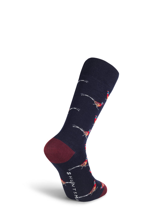 Navy Pheasant Wool Socks