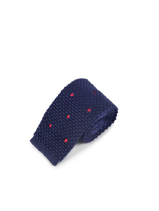 Navy/Claret Silk Spot Knitted Tie