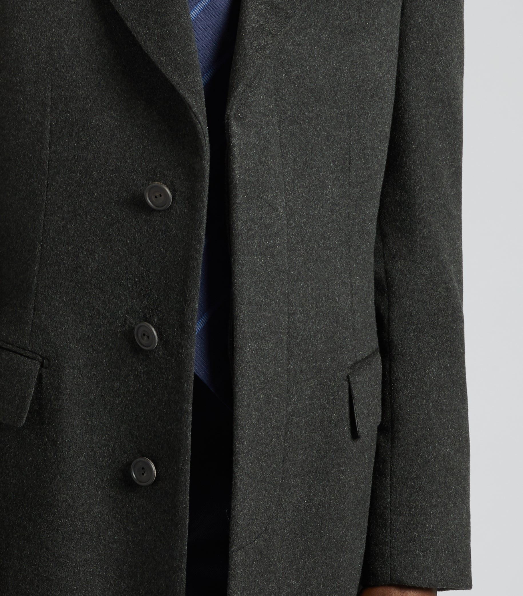 Charcoal Cashmere Single Breasted Overcoat