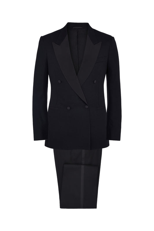 Black Wool Double Breasted Dinner Suit