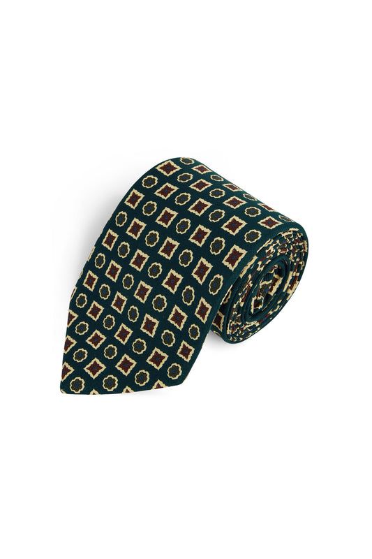 Navy and Beige Madder Silk Tie