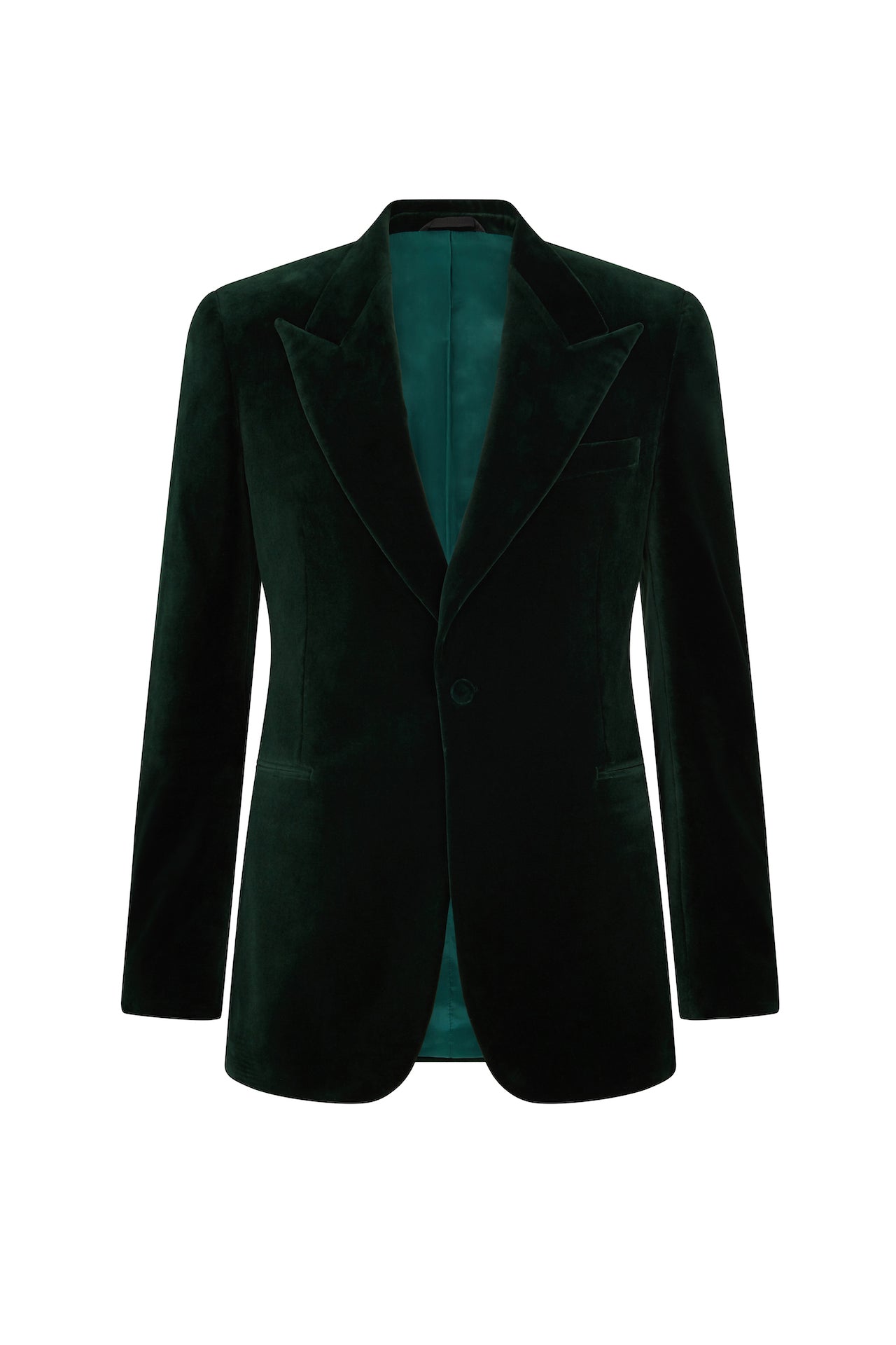 Green Velvet Single Breasted Cocktail Jacket