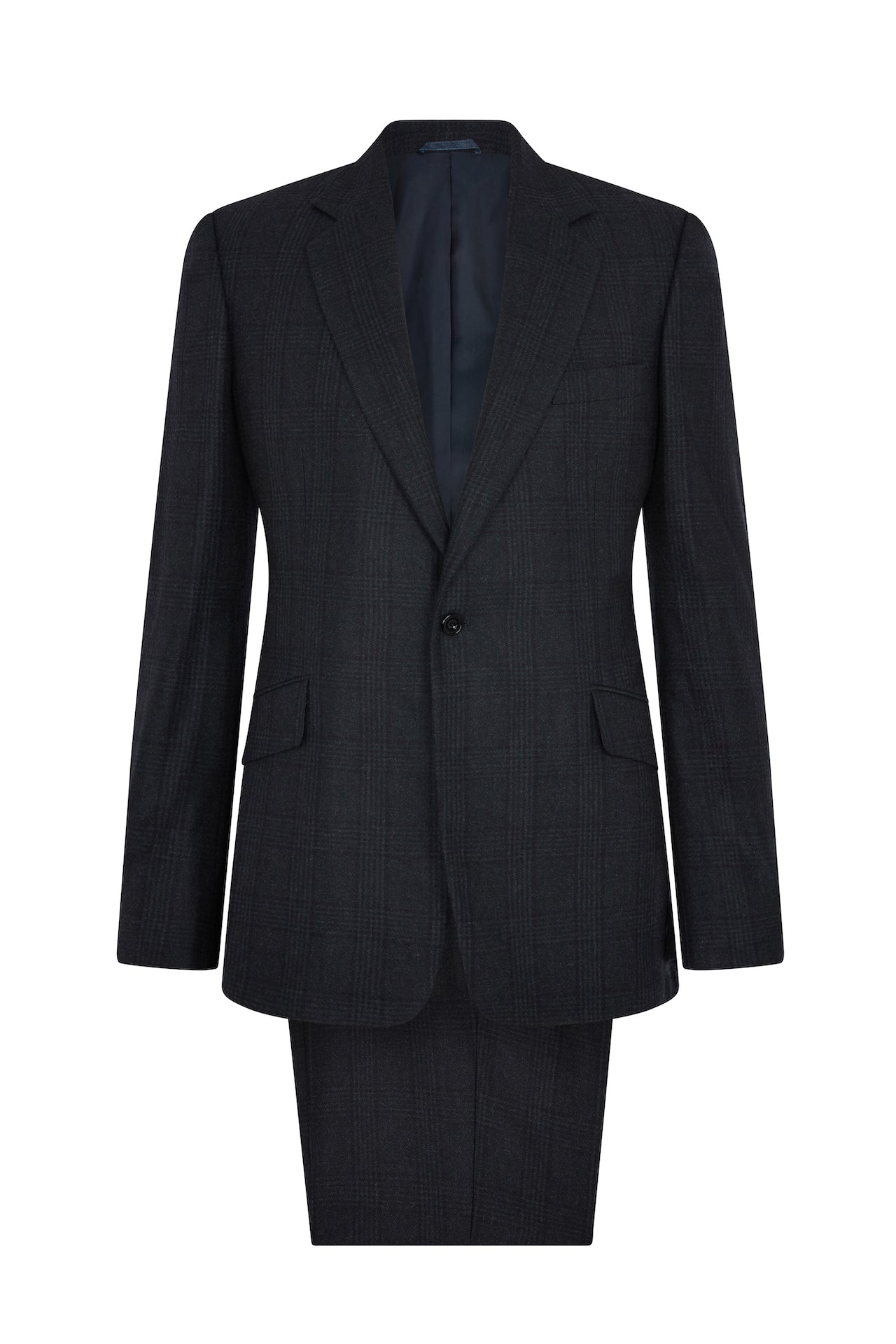 Midnight Blue/Green Wool Glen Check Single Breasted Suit – Huntsman ...
